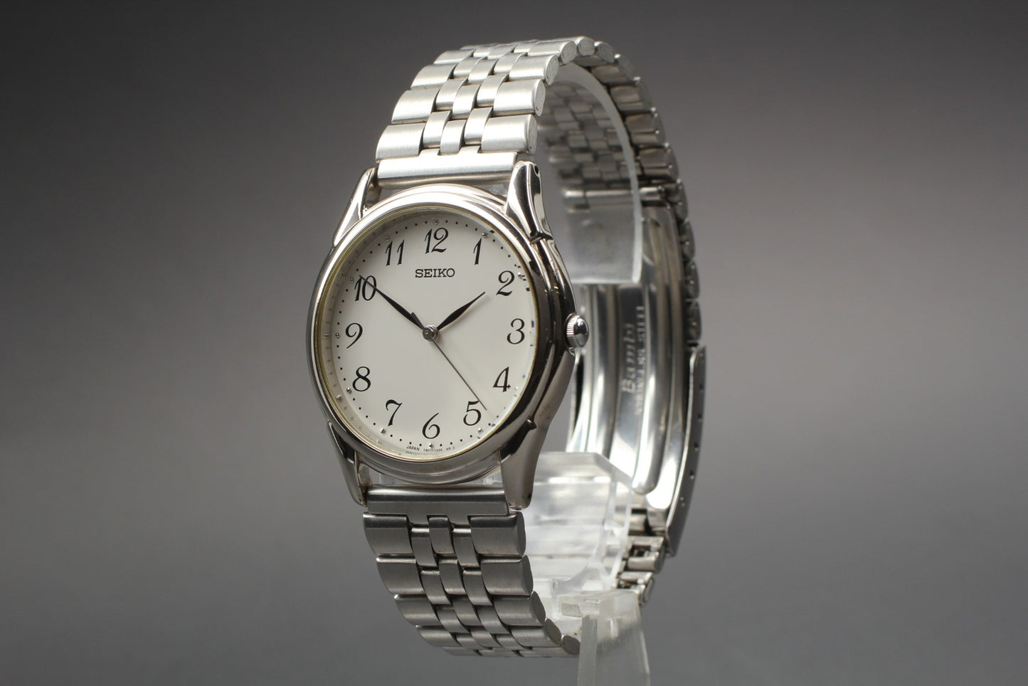 Vtg.1985 [Near MINT] SEIKO 7N01-7140 33mm Silver Quartz Men's Watch From JAPAN
