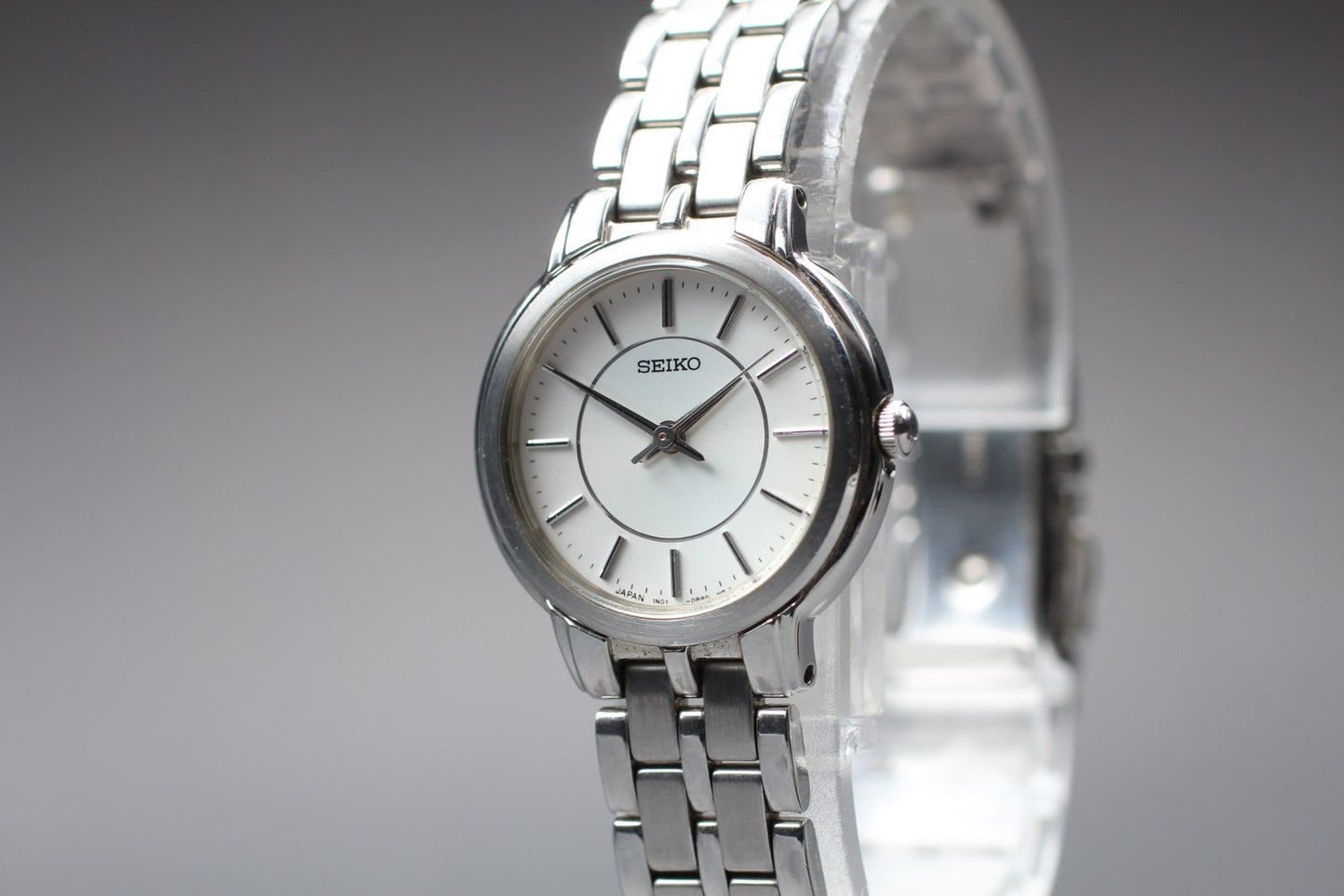 Vtg.1986 [N MINT] SEIKO 1N01-0AP0 23mm Bracelet Silver Quartz Ladies Watch JAPAN