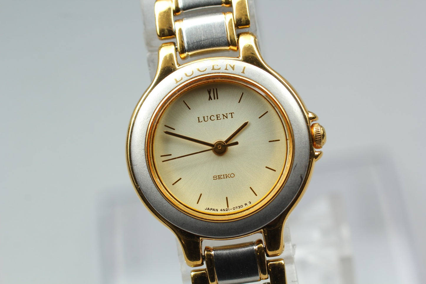 Vin.1988[N MINT] SEIKO Lucent 4N21-0340 Gold Bracelet Quartz Ladies Watch JAPAN