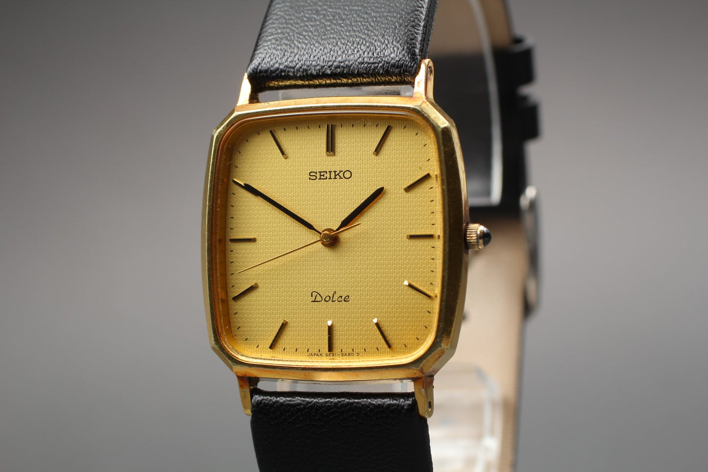 Vin.1991[Near MINT] SEIKO Dolce 5E31-5A80 Tank Gold Quartz Men's Watch JAPAN