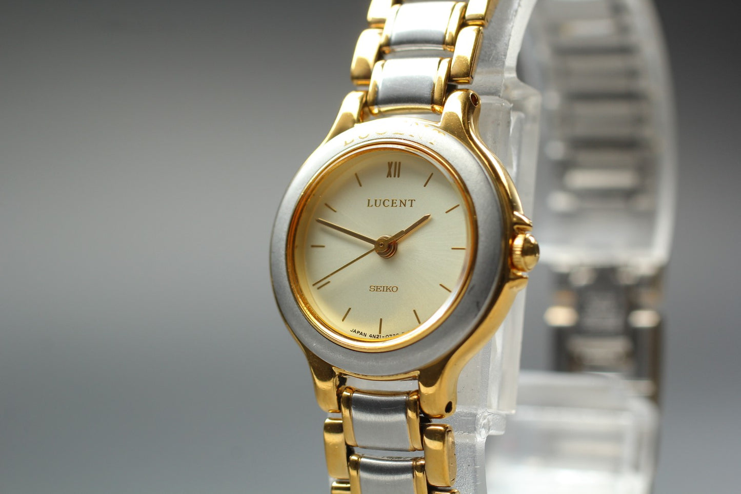 Vin.1988[N MINT] SEIKO Lucent 4N21-0340 Gold Bracelet Quartz Ladies Watch JAPAN