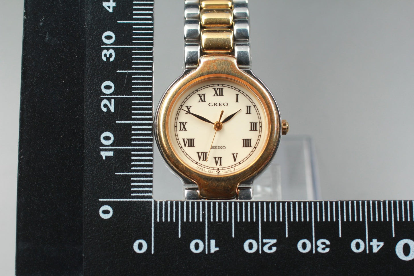 Vtg.1987[N MINT] SEIKO CREO 2P21-0C10 Roman Round 25mm Quartz Ladies Watch JAPAN