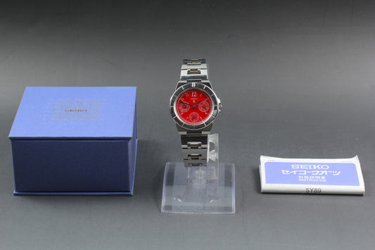Vtg.1997[N MINT Fullset] SEIKO Lukia 5Y89-0B30 chronograph Qz Ladies Watch JAPAN