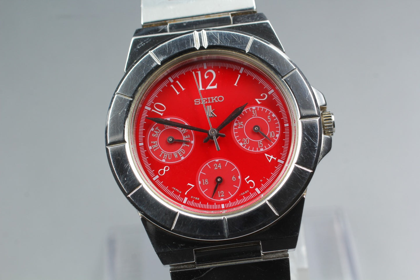 Vtg.1997[N MINT Fullset] SEIKO Lukia 5Y89-0B30 chronograph Qz Ladies Watch JAPAN