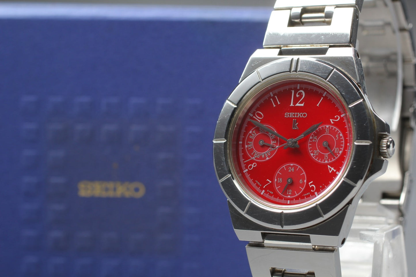 Vtg.1997[N MINT Fullset] SEIKO Lukia 5Y89-0B30 chronograph Qz Ladies Watch JAPAN